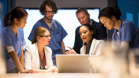 Group of healthcare professionals meeting
