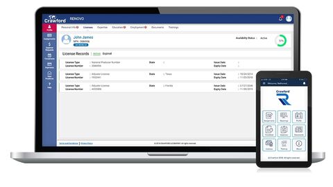 Screenshot of Renovo Adjuster Platform